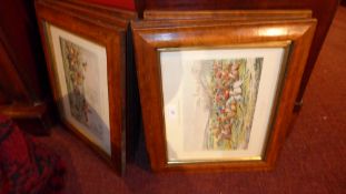 A set of six hunting prints glazed and in maple frames