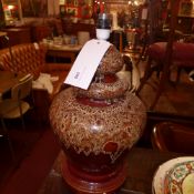A flambe glazed pottery table lamp