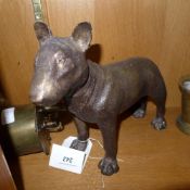 A bronze cast of an English bull terrier