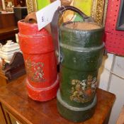 A pair of hand painted artillery shell carriers