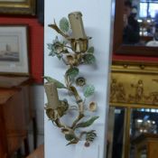 A pair of early C20th Italian twin light wall sconces