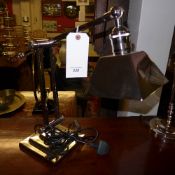 A desk lamp with square shade on square base PAT tested (label verso)
