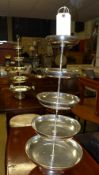 A pair of silver plated five graduated tier cake stands