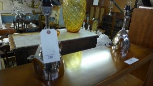 A pair of novelty chromium teapot table lamps