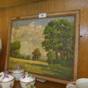 An oil on board, attributed to W. Heaton Cooper (1903-1995) titled 'Country Landscape'