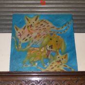 A framed and glazed pastel drawing of a tulip tree (Paulownia) in the garden of the Hermitage,