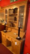 A Victorian pine dresser the open plate