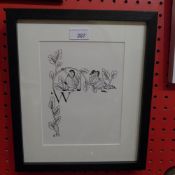A glazed and framed Eric Gill wood engra