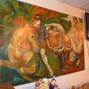 A large oil on board 'The Horsemen of th