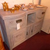 A French carved painted distressed side