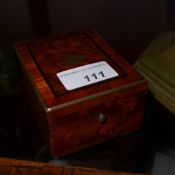 A C19th inlaid walnut and burl wood pock
