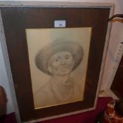 A pencil study of an elderly gentleman b