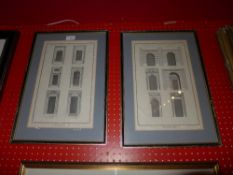A pair of architectural prints glazed an