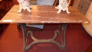 A C19th cast iron low table with rectang