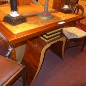 An Art Deco style burr maple and walnut