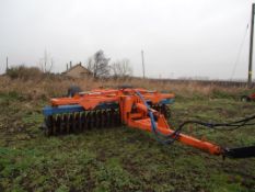 Galucho 4.6m hydraulic folding heavy press with road transport wheels.