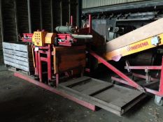 Miedema box filler rise and fall type complete with feed elevators