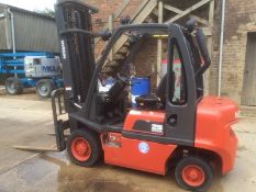 Nissan 25 Diesel Forklift. 2.5 tonne, 6m lift, 13025 hours. Location Deeping St. Nicholas, Lincs.