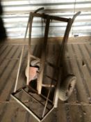 Gas bottle transport trolley with pneumatic tyres. Location Brandon, Suffolk
