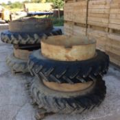 Set dual narrow wheels 270-95-48 rear 11.2 R 36 front. Location Brandon, Suffolk