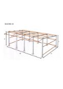 Steel framed stable/mono slope 48ftlong x 12ft wide x 8ft @front x7ft @ back x 3 ft canopy (i1248)