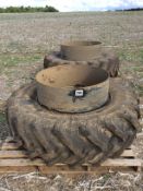 Pair 20.8R38 dual wheels and tyres