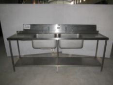 2.4m (8') double drainer stainless steel sink unit
