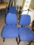 *4 Blue Tubular Office Chairs