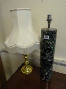 Brass Table Lamp with Shade & Marble Table Lamp Base