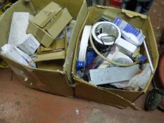2 Boxes Containing Assorted Electrical Light Fittings - Lamps etc