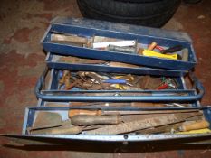 Blue Cantilever Tool Box Containing Assorted Joiners & Engineers Tools etc