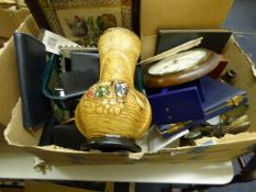 2 Boxes of Bric-a-Brac Including Vases - Cutlery - Clocks etc