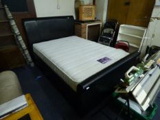 Black Leather Look Double Bed with Dreams Mattress