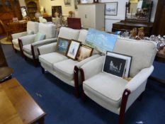 Cream 2 Seat Settee & 3 Single Chairs