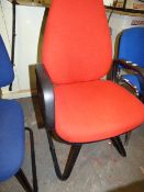 *Red High Backed Tubular Office Chair with Arms