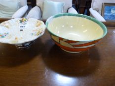 Clarice Cliff Celtic Harvest Cake Stand & Clarice Cliff Fantasy Bowl AF