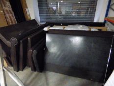 Quantity of Faux Brown Leather Bed Components Including Head - Feet & Side Rails