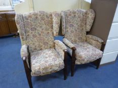 2 Floral High Back Chairs