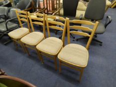 4 Light Beech Upholstered Dining Chairs