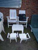 Pair of Reclining Chairs - Occasional Table & 2 Children’s Stackable Garden Chairs
