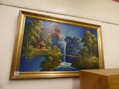 Gilt Framed Oil on Board Depicting a Country Scene