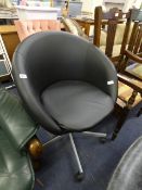 Black Leatherette Tub Chair