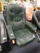 Green Leather Swivel Easy Chair