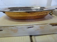 12 Stainless Steel & Copper Oval Balti Dishes