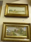 2 Gilt Framed Water Colours Depicting Country Scenes