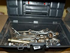 Plastic Tool Box containing Assorted Spanners & Sockets