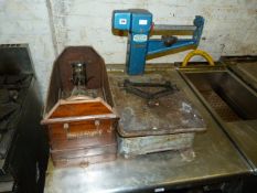 Set of Cast Iron Platform Scales & Sewing Machine