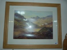 Pine Framed Highland Scene Print
