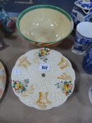 Clarice Cliff Celtic Harvest Cake Stand & Fantasque Bowl A/F