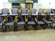 21 Tubular Framed with Timber Arm Dining Chairs with Upholstered Seats & Backs in Lilac & Purple